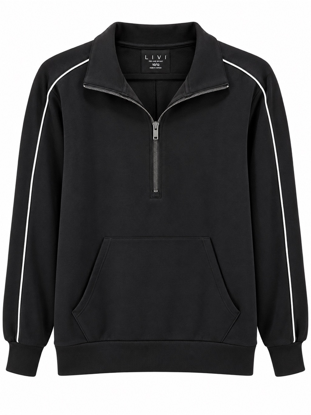 Lane Bryant Black Zip-Up Pullover with White Piping